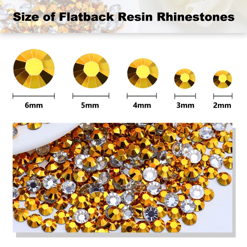 Briskbloom 3000PCS 3mm Resin Flatback Rhinestone, Bright Gold Flatback Jelly Rhinestones for Crafts, Mugs, Bottles, Tumblers, Shoes, Loose Bling Glitter Diamond Resin Jelly AB Stone - Image 3